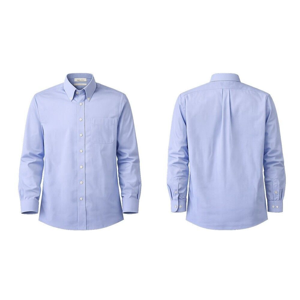 Vintage Roundtree & Yorke Gold Label Shirt 18.5 x 39 Tall Blue Pinpoint Cotton